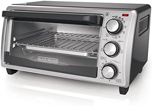 Compact black 4 slice pizza toaster oven