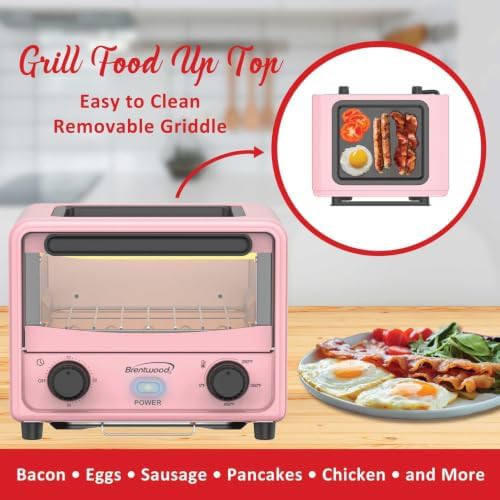 Brentwood pink mini toaster griddle — photo 2