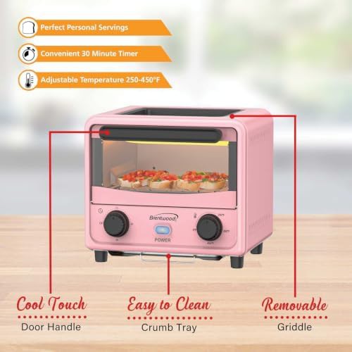 Brentwood pink mini toaster griddle — photo 5
