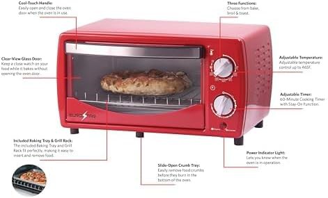 Red Four Slice Toaster Oven Broiler — photo 4