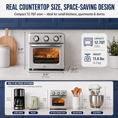 Compact stainless steel air fryer toaster oven — photo 3