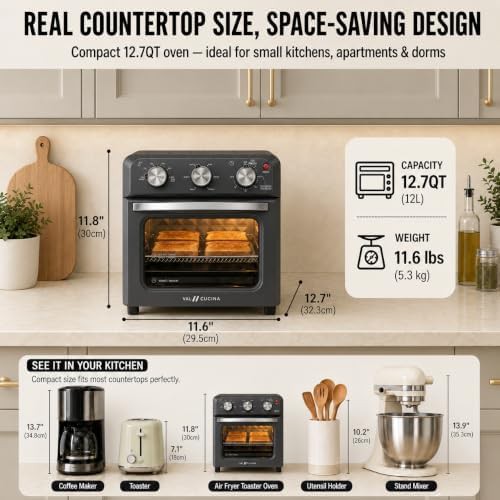 Retro style dark grey air fryer oven — photo 3