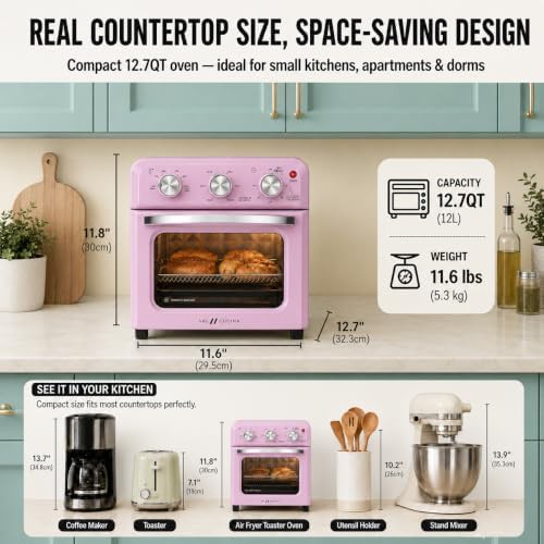 Pink retro air fryer convection oven — photo 3