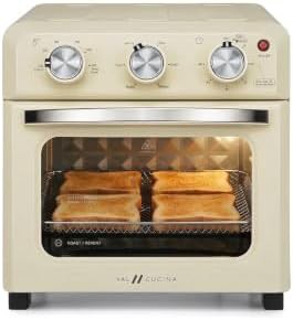 Almond yellow retro air fryer toaster oven