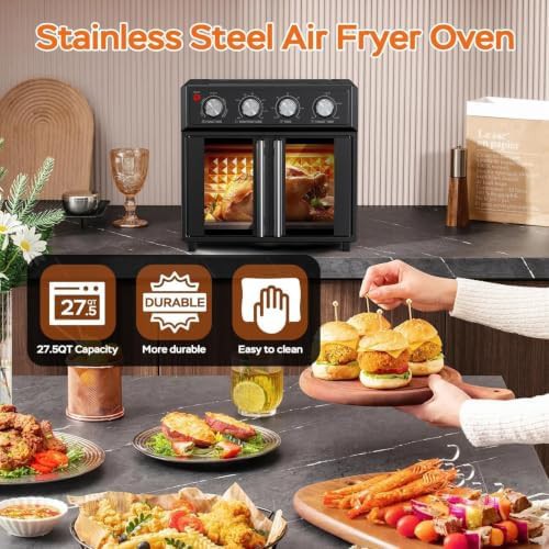 Black French Door Air Fryer Toaster — photo 4